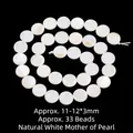 Premium natural white shell round flat disk beads for DIY jewelry making, 11-12mm - Flat Round Disc / 11-12*3mm / White
