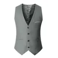 Modern men's slim fit grey single-breasted casual waistcoat vest for all seasons - 3XL / Tops / Light Gray with White Stripes