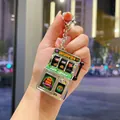 Mini electroplated slot machine keychain fruit game toy for bag decoration accessory - Las Vegas Style / Silver