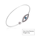 Simple silver evil eye open cuff bracelet with turquoise stone, 6.3cm diameter. - Style 6 Silver