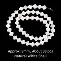 Natural white shell four-leaf clover loose beads 8mm 38pcs for DIY jewelry making - Clover Shape / 8mm / White