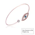 Elegant rose gold Evil Eye open cuff bracelet with blue stone and crystal accents - Style 6 Rose Gold