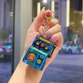 Miniature blue electroplated slot machine keychain toy bag charm for stress relief - Las Vegas Style / Blue