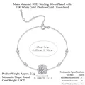 Elegant S925 sterling silver moissanite halo bracelet with adjustable chain - Halo Surround Setting Style (L13465) / 925 Silver