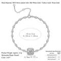Sterling silver moissanite bracelet with square halo center and round bezel stones - Square Halo Round Diamond Style (L13739) / 925 Silver