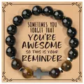 Handmade tiger eye and black obsidian cross beaded bracelet with gift card message - 10MM Obsidian Tiger Eye Cross
