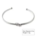 Simple silver-tone knot cuff bracelet for women with 6.7cm diameter - Style 8 Silver