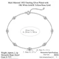 Sterling silver moissanite bracelet with seven round stones in white gold plating - Bezel Set Round Moissanite Style (L13081) / 925 Silver