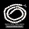 Natural white shell star-shaped beads, approx 8mm, 48 pieces per strand - Star / 8mm / White