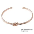 Minimalist rose gold knot cuff bracelet with textured finish and open-end design - Style 8 Rose Gold
