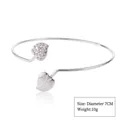Elegant silver-tone alloy open cuff bracelet featuring a rhinestone leaf detail - Style 9 Silver