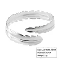 Elegant silver alloy leaf feather cuff bracelet with adjustable open design for women - Style 10 Silver
