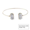 Elegant gold-finished women's open cuff bracelet with white marble stone accents - White Turquoise (Style 11 Gold)
