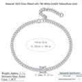 Elegant S925 sterling silver moissanite bracelet featuring a square cut gemstone detail - Square Moissanite Cuban Chain Style (L13115) / 925 Silver