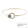 Gold-colored minimalist thin bangle bracelet featuring crystal-encrusted circle pendant - Style 12 Gold