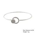 Elegant silver-toned bangle featuring rhinestone-encrusted interlocking circle charms - Style 12 Silver