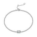 Elegant sterling silver tennis bracelet with emerald cut moissanite center stone. - Rectangle Main Stone Tennis Chain Style (L10742) / 925 Silver