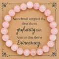 Natural rose quartz beaded bracelet set with German inspirational quote gift card - Rose Quartz