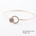 Elegant rose gold alloy bangle with interlocking paved rhinestone circles, size 6.6cm - Style 12 Rose Gold