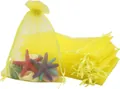 Yellow organza drawstring gift bag for jewelry packaging and wedding candy - Lemon Yellow; 5*7cm