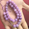 Natural lavender purple round stone beads bracelet strand for DIY jewelry making - Purple Jade