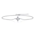 Elegant 925 sterling silver bracelet featuring sparkling moissanite flower charm - Cross Chain Four-Petal Flower Style (L13860) / 925 Silver