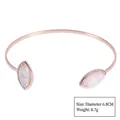 Minimalist rose gold open bangle with marquise opal-like stones and crystals. - Style 13 Rose Gold