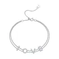 Elegant S925 sterling silver LOVE letter bracelet with shimmering moissanite stones - LOVE Letter Double Chain Promo Style / 925 Silver