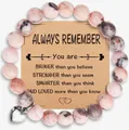 Natural pink zebra stone beaded bracelet with silver heart charm and gift card - Pink Zebra Heart Always