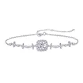 Elegant 925 sterling silver bracelet featuring a square halo moissanite and star motifs - Square Halo Star Motif Style (L13738) / 925 Silver