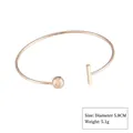 Elegant minimalist rose gold open bangle with ball and T-bar ends, diameter 5.8cm - Style 14 Rose Gold