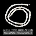 Natural white freshwater shell bamboo-shaped beads size 4x8mm strand for jewelry making - Bamboo Beads / 4*8mm / White