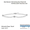 S925 Sterlingsilber-Armband mit Weißgoldbeschichtung und drei runden Moissanit-Steinen. - Weißer Moissanit Drei-Steine Stil (L11817) / 925er Silber