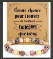 Beaded bracelet with pink zebra stones and silver heart charm featuring a colleague gift card - Strawberry Quartz Protection 3