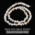 Heart shaped natural freshwater mother of pearl shell beads 6mm for DIY jewelry making - Horizontal Hole Heart Shape / 6mm / White