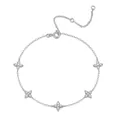 Elegant 925 sterling silver bracelet featuring five sparkling moissanite flower charms - Four-Petal Five-Flower Style (L13989) / 925 Silver