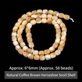 Natural coffee-colored horseshoe shell cylindrical beads for jewelry making 6mm 58pcs - Antique Style Beads / 6*6mm / Coffee