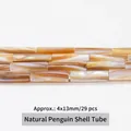 Natural penguin shell bamboo tube beads, 4x13mm loose spacer beads for DIY jewelry. - Round Tube / 4*13mm / Brown