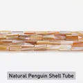 Natural iridescent penguin shell cylindrical tube beads 4x8mm for jewelry DIY - Round Tube / 4*8mm / Brown