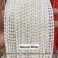 Natural white oval mother of pearl shell loose beads for DIY jewelry making accessories - Seed Beads / 4*6-7mm / White