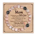 Handmade pink zebra jasper and lava rock beaded bracelet with 'To My Mom' message card - Pink Zebra Lava Stone Mom