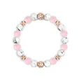 Handmade beaded bracelet with pink rose quartz white marble stones and rose gold accents - Rose Quartz Protection
