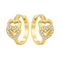 Elegant 18K gold plated interlocking heart hoop earrings with white zirconia stones - Double Heart Zirconia Hoop Earrings