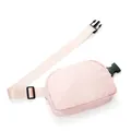 Pink waterproof nylon outdoor waist bag with adjustable strap and black buckle. - Pink