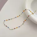 Colorful beaded necklace with gold accents and adjustable chain for women - Colorful Crystal