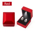 Elegante joyero LED rojo para anillos y pendientes con un suave interior de terciopelo - Caja para Anillo (Bisagra Oculta) / Rojo