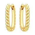 Elegant 18K gold plated twisted rope hoop earrings featuring a classic U-shaped design - Twisted U-Shaped Hoop Earrings Gold