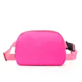 Vibrant bright pink waterproof nylon waist bag designed for outdoor sports and running - Rose Red