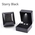 Premium LED jewelry box in starry black with sparkling finish - Ring Box (Hidden Hinge) / Starry Black