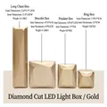 Luxury gold diamond-faceted jewelry box set with internal LED light specifications - Ring Box (Diamond Cut) / Gold Style